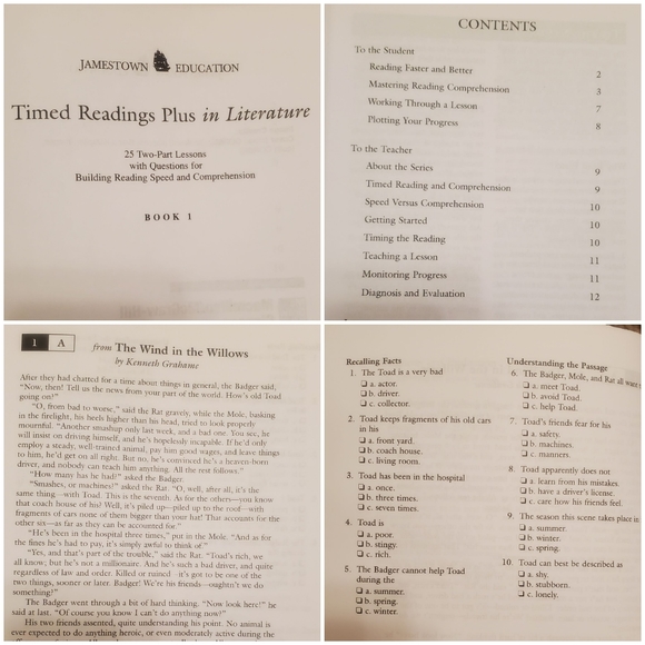 😀 Timed Readings Plus In Literature Books 1 & 2 - Picture 3 of 6
